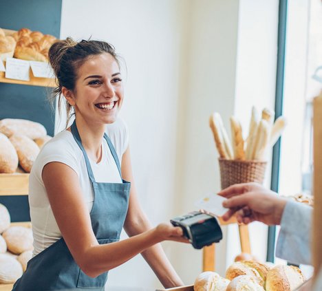 Card payment in a bakery